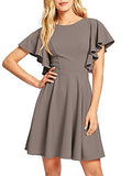 Dark Grey Women's Stretchy A Line Swing Flared Skater Cocktail Party Dress - Romwe | Women's Cocktail Dresses