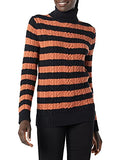 Black Caramel Stripes Women's Fisherman Cable Roll-neck Jumper - Ae Store | Women's Jumpers