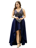 Women's V-Neck A-line High-Low Party Dress Plus Size Evening Dress 0667-PZ