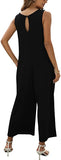 Wine Red Women's Summer Casual Loose Tank Jumpsuit Sleeveless Crewneck Jumpsuit Romper with Pockets - Nfsion | Women's Romper & Jumper Suit