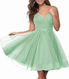 LINDO NOIVA Junior's Short Homecoming Dresses V Neck Tulle Ball Gown Short Prom Graduation Dress LNL031
