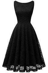 bbonlinedress Women's Short Vintage Floral Lace Swing Dress V-Back Sleeveless Formal Cocktail Party Dress | Women's Cocktail Dresses