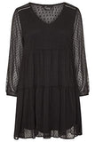 Yours Limited Collection Black Dobby Mesh Tiered Dress - Women's - Plus Size Curve | Women's Casual Dresses