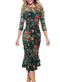 Womens Elegant Vintage Cocktail Party Mermaid Midi Mid-Calf Dress