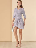 Women's Floral Printed V-Neck 3/4 Sleeve Ruffle Hem A-Line Dress | Original Brand