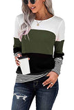 SWEET POISON Womens Lightweight Color Block Shirts Long Sleeve Pullover Tunics Tops