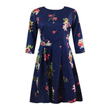 Womens Party Dress Fashion Ladies Round Neck Printed Zipper Big Dress with Pockets | Original Brand | Women's Work Dresses