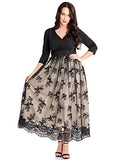 Women's Plus Size Sequin 3/4 Sleeves Evening Gown Party Long Maxi Dress