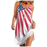 Sundresses for Women, Womens Beach American Flag Patriotic Dress Floral Sundress Sleeveless Casual Tank Dress | Original Brand