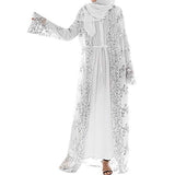 Women Dress Ladies Muslim Lace Sequin Cardigan Maxi Dress Kimono Open Abaya Robe Kaftan Dubai | Original Brand | Women's Work Dresses