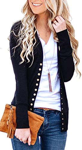 Women's V-Neck Button Down Knitwear Long Sleeve Soft Basic Knit Cardigan Sweater