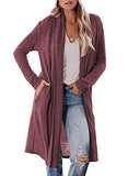 Women's Lightweight Waterfall Pockets Cardigan Long Sleeves Open Front Casual Thin Coverup UK