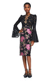 Women's Floral Lace Bell Sleeve Dress | Women's Evening Gowns