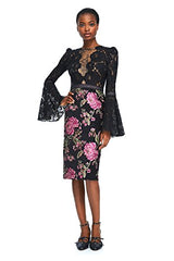 Women's Floral Lace Bell Sleeve Dress