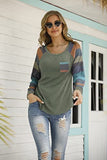 Womens Long Sleeve Tunic Tops Crew Neck Color Block Patchwork Casual T-Shirts | Original Brand | Women's Tops and Blouses