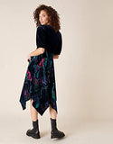 Print Hanky Hem Black Dress