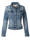 Design by Olivia Women's Classic Casual Vintage Denim Jean Jacket