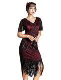 Women's Flapper Dresses 1920s Sequins Art Deco Gatsby Cocktail Dress With Sleeve | Women's Evening Gowns