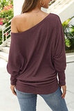 Aifer Women's Off The Shoulder Top Casual Loose Oversized Shirts Sexy Fall Long Sleeve Tunic Tops Burgundy Sweater | Women's Sweaters