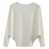 Neck Batwing Sleeves Dolman Knitted Sweaters and Pullovers Tops for Women