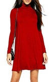 Womens Ladies Franki Flared Skater Dress Turtle Neck Polo High Mini Dress