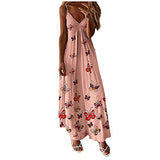Summer Dresses for Women, Fashion Ladies Summer V-Neck Casual Printing Loose Sleeveless Loose Long Dress Party UK Size | Women's Work Dresses