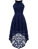 Women's Halter Hi-Lo Floral Lace Cocktail Party Dress Formal Dress