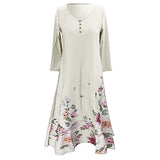 Women's Dress Sweet & Cute Dress Ladies Retro Style Printed Long Sleeved Loose Hem Long Dress Fancy Cocktail Dress Party Dress Maxi A-line Dress | Original Brand | Women's Cocktail Dresses