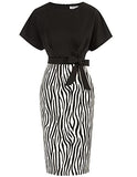 Zebra Print Women's Bodycon Pencil Dress Office Wear To Work Dresses With Pocket Belt Jasambac