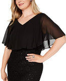 Apparel Womens Slitted Lace Short Sleeve V Neck Maxi Sheath Formal Dress Black Size 14w 14 | Women's Casual Dresses