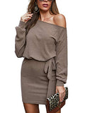 Women Long Sleeve Stretch Slim Fit Hip Dress Midi Bodycon Sweater Dress S-XL