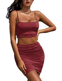 Women's Summer 2 Piece Outfits Cami Crop Top Bodycon Skirt Mini Club Dress