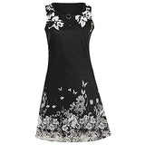 Casual Dress for Women Summer Sleeveless Crewneck Flowy Dresses Ladies Hollow-Out Floral Printing A-Line Mini Dress | Original Brand