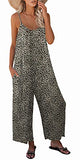 Leopard Pattern Casual Sleeveless Strap Loose Adjustable Jumpsuits Stretchy Long Pants Romper with Pockets - SNUGWIND | Women's Romper & Jumper Suit