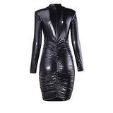 Womens Bodycon Long Sleeve Dresses Glitter Sexy Ruched Mini Dress with Shoulder Pads Party Club Night Outfit