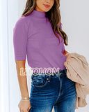 LIYOHON Womens Tops Dressy Casual Fall Cute Tops Mock Turtleneck Business White T Shirts Mauve-M | Women's Casual Dresses