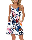 Blue Plantain Summer Dress Spaghetti Strap Dresses Beach Cover Ups Casual V Neck Mini Sundress with Pockets - WNEEDU | Women's Casual Dresses