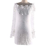 Women White Lace Dress Slash Neck Off Shoulder Cocktail Party Dress Sexy Prom Gown | Women's Casual Dresses