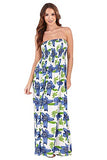 Womens Bandeau Paisley Print Maxi Dress Summer New Full Length Skirt