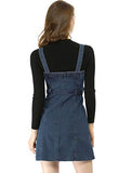 Women's Dungaree Dress Adjustable Strap A-Line Overall Denim Dress