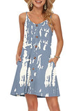 Tie Dye Summer Dress Spaghetti Strap Dresses Beach Cover Ups Casual V Neck Mini Sundress with Pockets - WNEEDU | Women's Casual Dresses