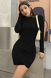 Women's Long Sleeve Elegant Sexy Bodycon Ruched Mini Cocktail Dress