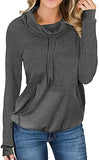 Zwurew Women Casual Loose Sweatshirts Cowl Neck Long Sleeve Pullover with Pocket