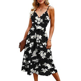 Summer Dress For Women Wrap V Neck Sleeveless Dress Floral Spaghetti Strap A Line Flowy Beach SunDress With Belt | Original Brand