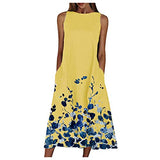 Ladies Casual Floral Print Dress O-Neck Long Sleeve Irregular Loose Long Dress Bodycon Dress Office Wear for Casual Club Cocktail Evening Gowns Work UK Size 8-26 | Women's Work Dresses