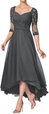 Dresses Tea Length for Wedding, Hi Low Formal Mother of The Groom Dresses with Sleeves | Women's Formal Dresses