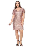 Women's Plus Size Sequin Dress V-Neck Glitter Bodycon Cocktail Party Dresses | Original Brand | Women's Cocktail Dresses