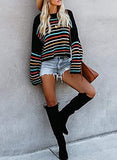 Womens Striped Print Jumper Lightweight Knitted Pullover Rainbow Sweater Top | Original Brand