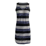 Fashion Ladies V-Neck Printing Leopard Loose Casual T-Shirt Sleeveless Dress UK Size Party Dress | Women's Work Dresses