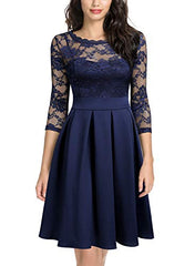 MIUSOL Women's Vintage Lace 2/3 Sleeve Cocktail Dress | Women's Cocktail Dresses